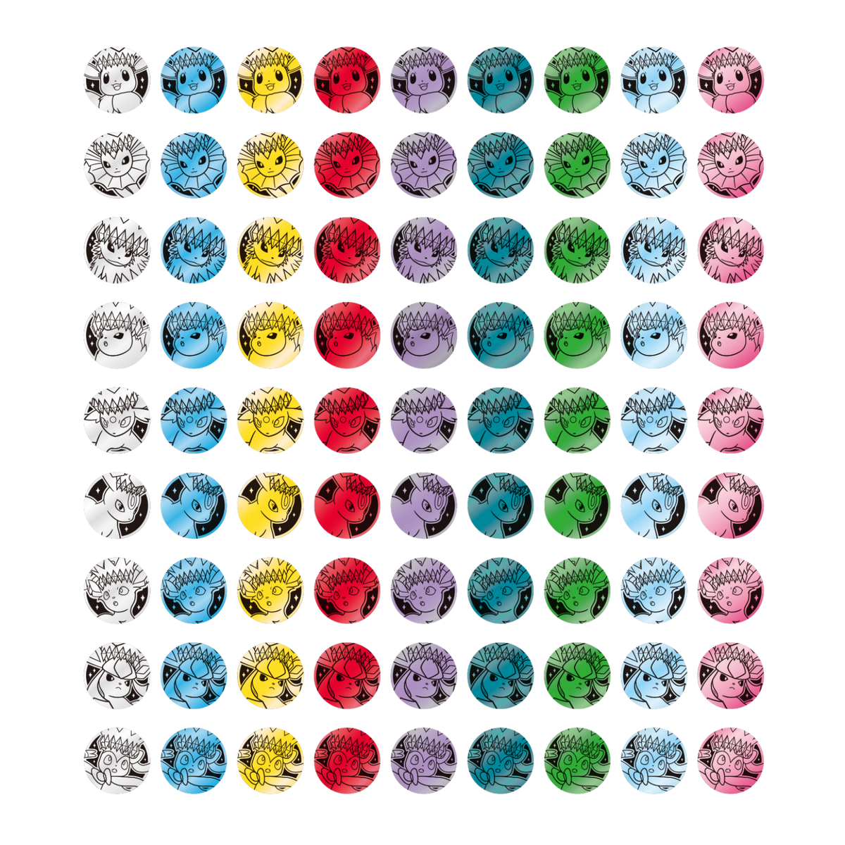 Eeveelution collector coins - all colours